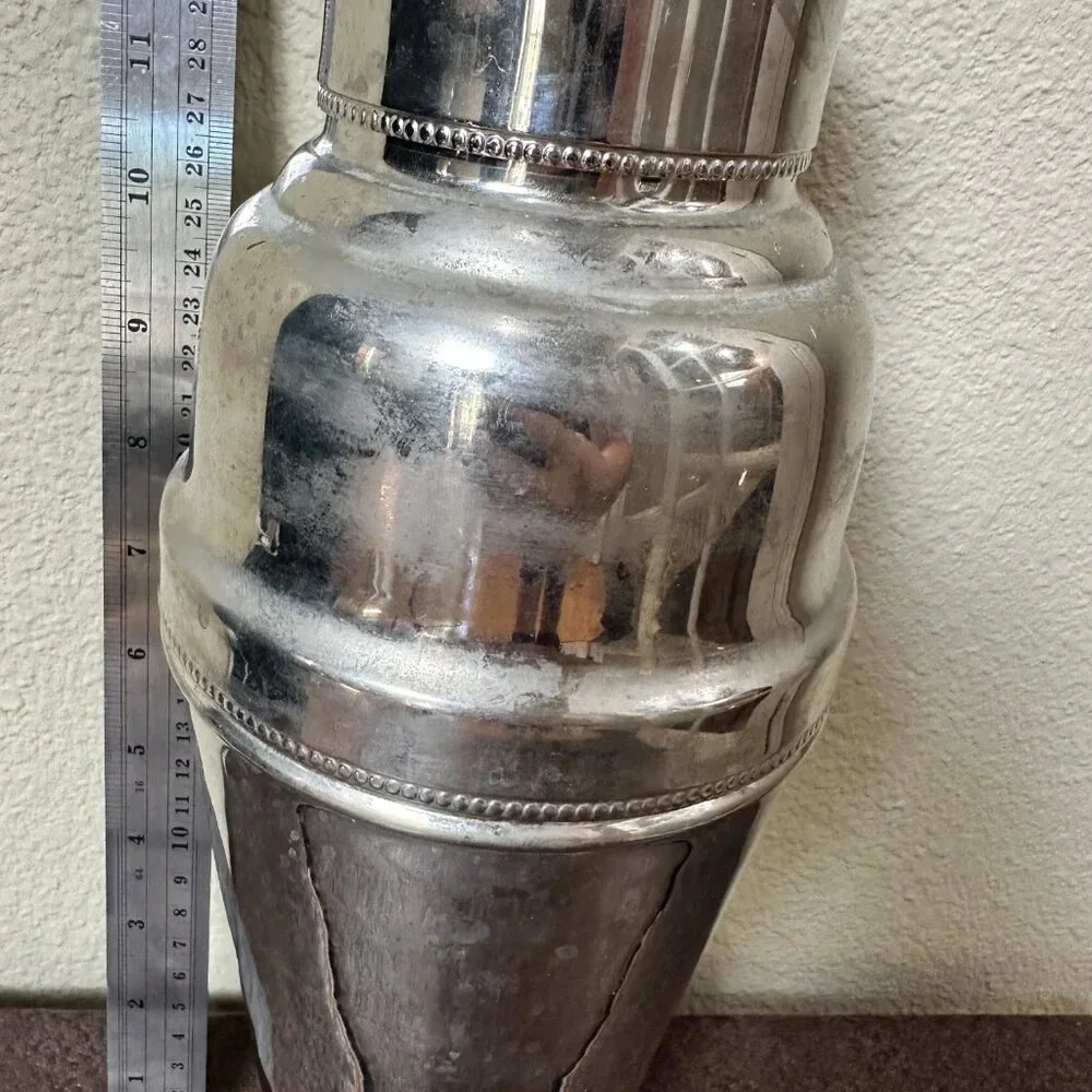 POTTERY BARN Extra Large Silver Tone Cocktail Shaker - 60 ounces
